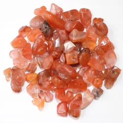 Agat czerwony barwiony, kamienie z dziurką, otoczaki 3-10mm, Zestaw 20g