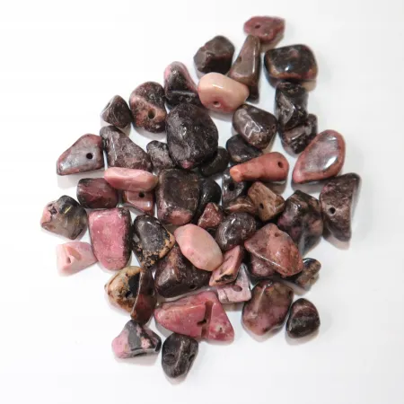 Rodonit naturalny, kamienie z dziurką, otoczaki 3-10mm, Zestaw 20g