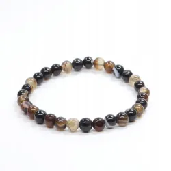 Bransoletka z Agatu Brązowego: Kamień naturalny kulka o rozmiarze 6mm