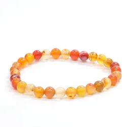 Bransoletka z Agatu Ciemnopomarańczowego: Kamień naturalny kulka 6mm