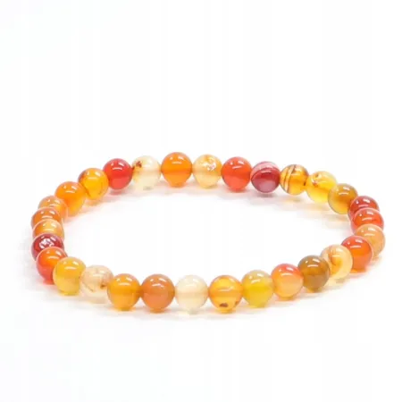 Bransoletka z Agatu Ciemnopomarańczowego: Kamień naturalny kulka 6mm