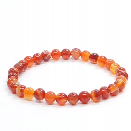 Bransoletka z Agatu Czerwonego: Kamień naturalny kulka o rozmiarze 6mm