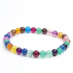 Bransoletka Agat kolorowy kamień naturalny kulka 6mm elastyczna gumka