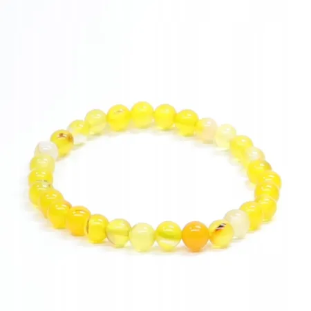 Bransoletka z Agatu Żółtego: Kamień naturalny kulka o rozmiarze 6mm