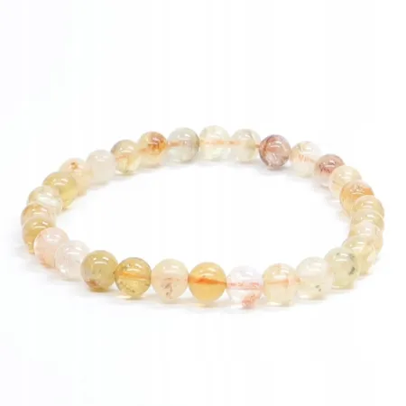 Bransoletka Cytryn kamień naturalny kulka 6mm elastyczna gumka