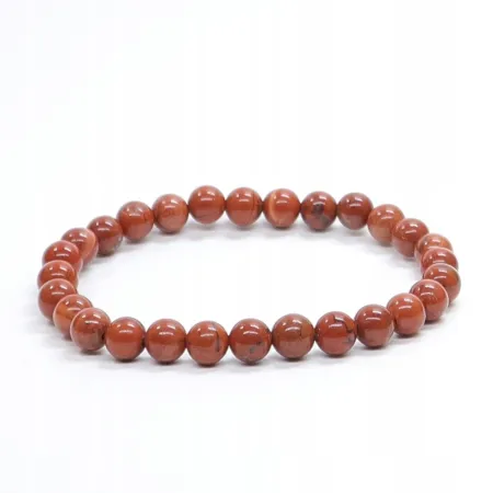 Bransoletka Jaspis czerwony : Kamień naturalny kulka o rozmiarze 6mm