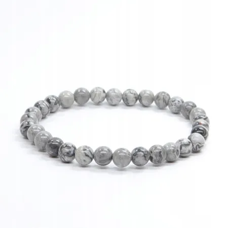 Bransoletka Jaspis mapowy : Kamień naturalny kulka o rozmiarze 6mm