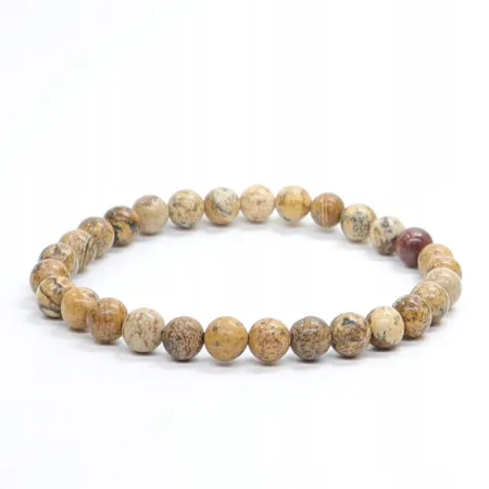 Bransoletka Jaspis obrazkowy : Kamień naturalny kulka o rozmiarze 6mm