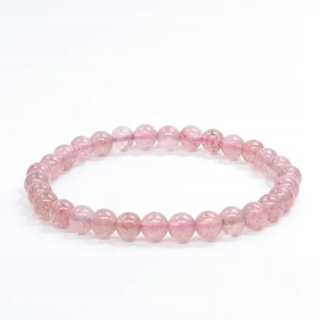 Bransoletka Kwarc truskawkowy: Kamień naturalny kulka o rozmiarze 6mm
