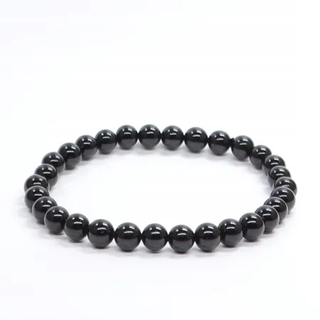 Bransoletka Turmalin czarny: Kamień naturalny kulka o rozmiarze 6mm