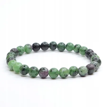 Bransoletka Zoisyt z rubinem: Kamień naturalny kulka o rozmiarze 6mm