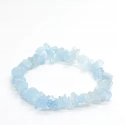 Bransoletka AKWAMARYN drobny naturalny kamień elastyczna gumka chips 18cm