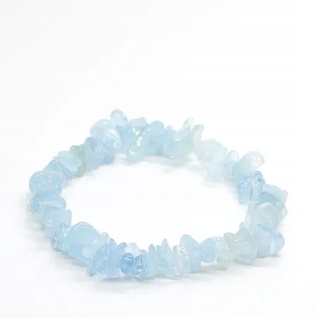 Bransoletka AKWAMARYN drobny naturalny kamień elastyczna gumka chips 18cm