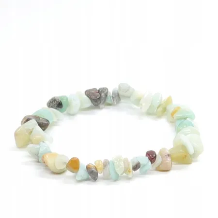 Bransoletka Amazonit B drobny naturalny kamień elastyczna gumka chips 18 cm
