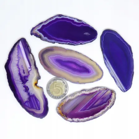 Agat fioletowy plaster polerowany podłużny 1szt. dł. 6-10 szer. 3-4,4cm