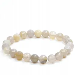 Bransoletka Agat szary Brazylia : Kamień naturalny - kulka 8mm