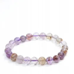 Bransoletka Ametyst Fantom: Naturalny kamień, 8mm kulka