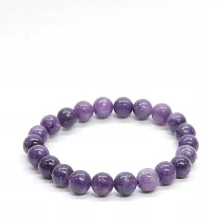 Bransoletka Lepidolit: Naturalny kamień, 8mm kulka