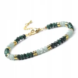 Bransoletka damska zapinana Kamienie naturalne - MALACHIT - AMAZONIT
