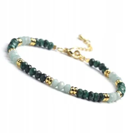 Bransoletka damska zapinana Kamienie naturalne - MALACHIT - AMAZONIT