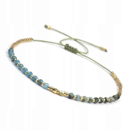 BRANSOLETKA SZCZĘŚCIA DAMSKA Z KAMIENI NATURALNYCH - APATYT - TURKUS